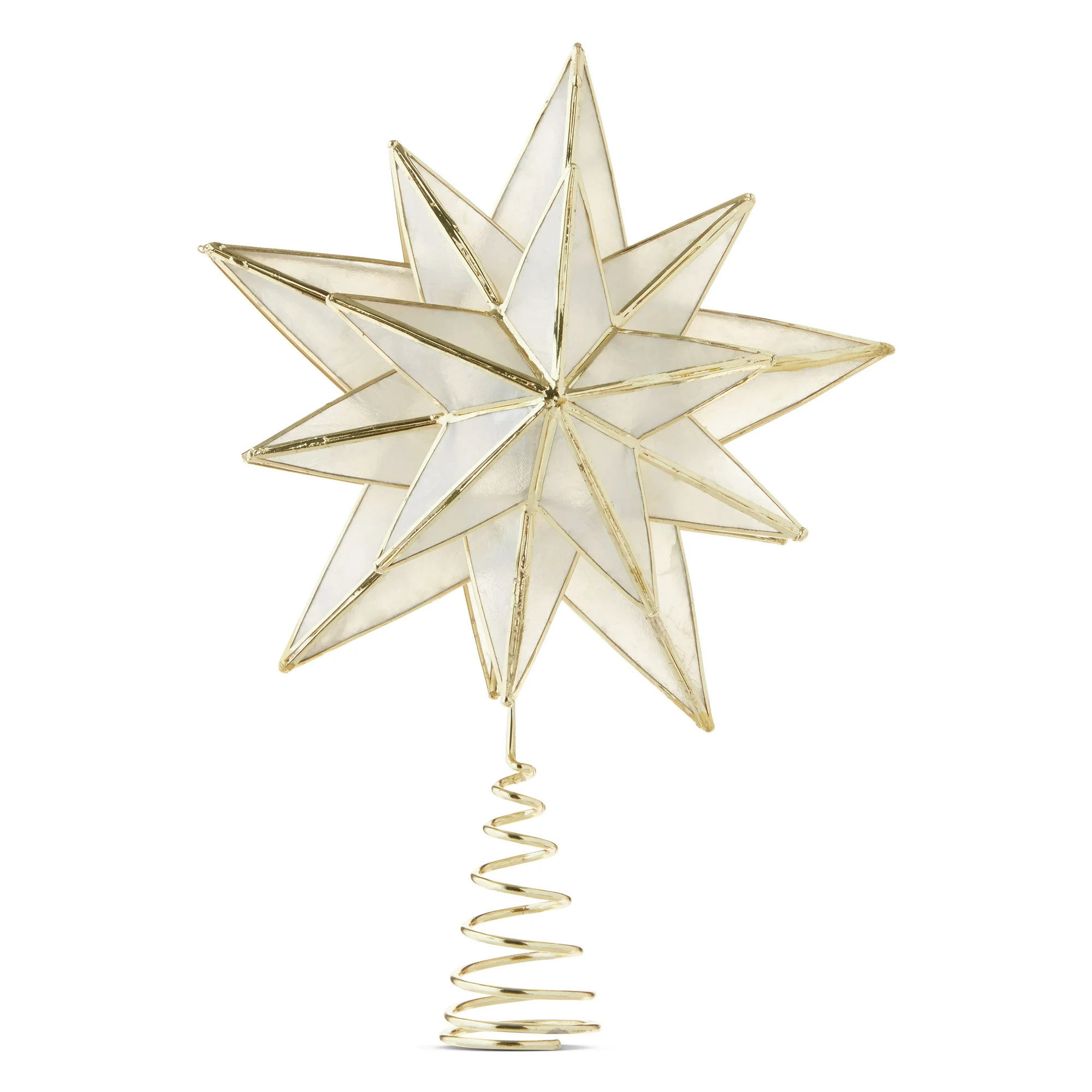 LED Capiz Star Christmas Tree Topper, Gold, [Size], by Holiday Time | Walmart (US)