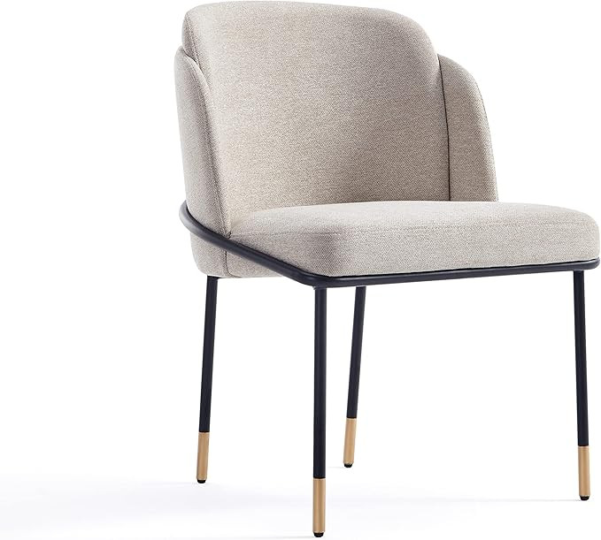 Manhattan Comfort Flor Dining Chair with Metal Legs, Upholstered in Twill Weave Fabric, Padded Cu... | Amazon (US)