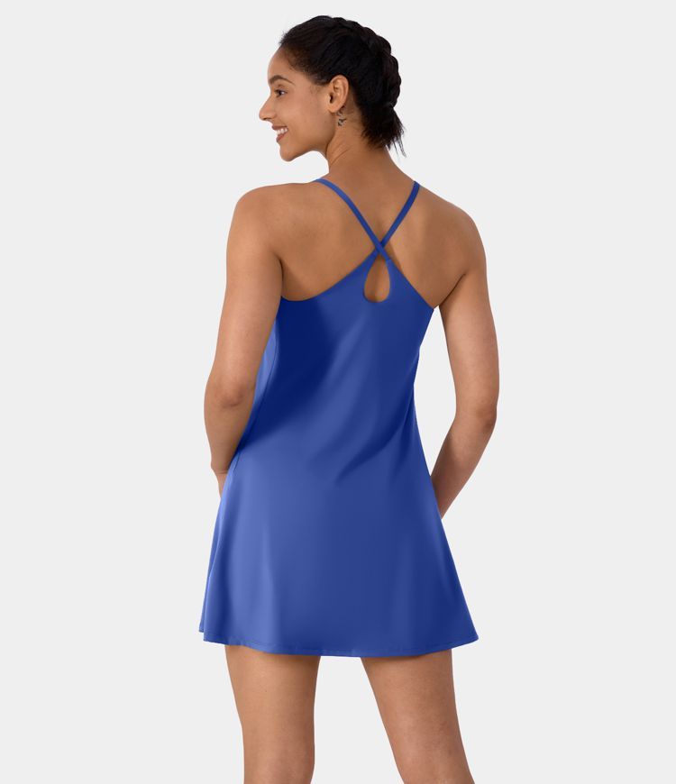 Everyday Cloudful™ Fabric Backless 2-in-1 Flare Workout Dress-Wannabe-Easy Peezy | HALARA