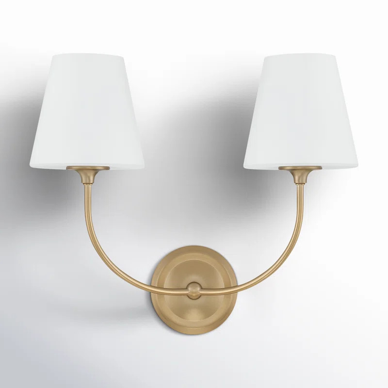 Gable 2 Light Glass Steel Dimmable Armed Sconce | Birch Lane