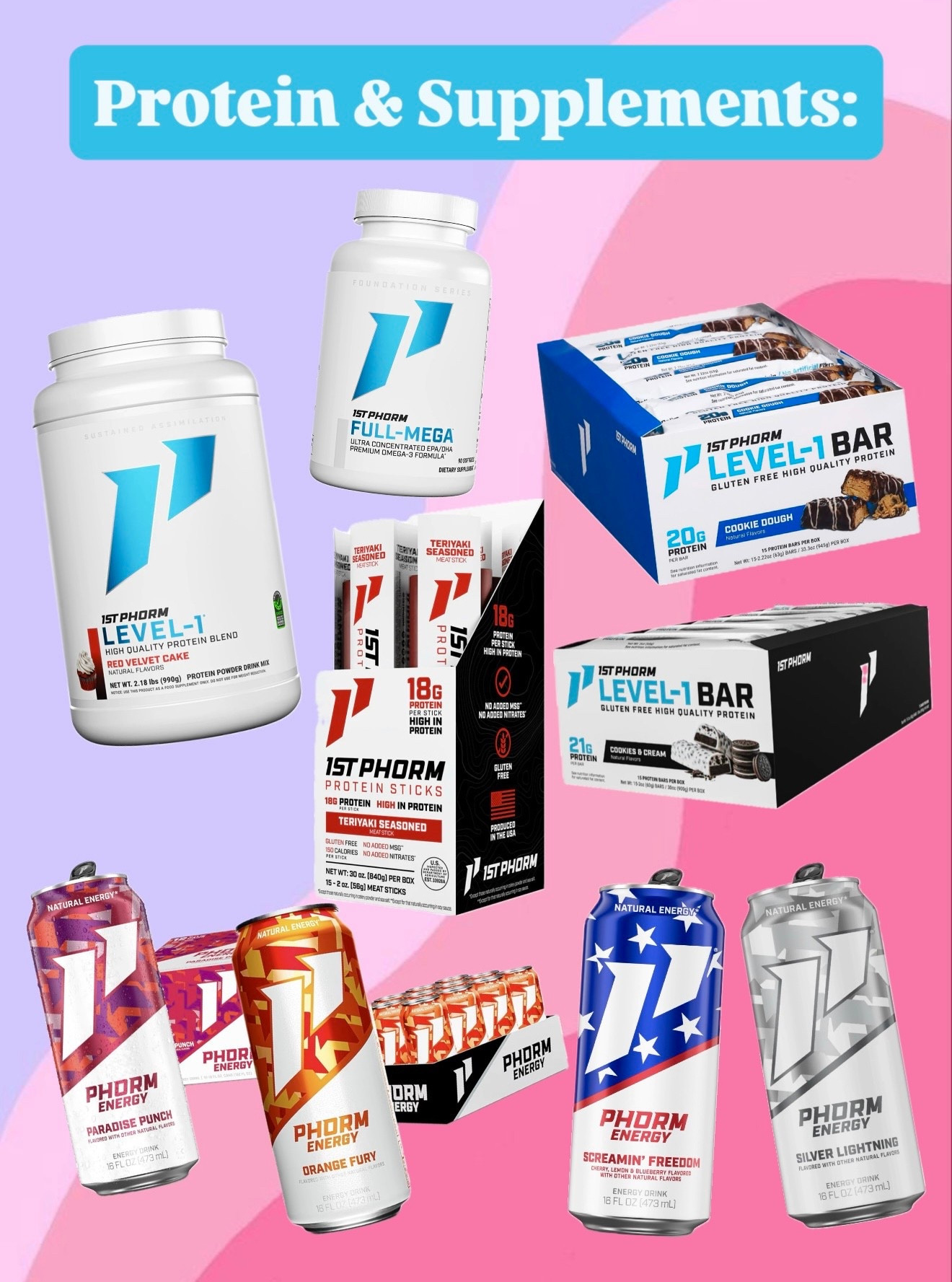 Health and wellness supplements. Protein powder. 1st Phorm. Fitness. Fish oil. Energy drinks. Protein bars. @1st Phorm 

#LTKfoodie #LTKActive #LTKfitnessgoals