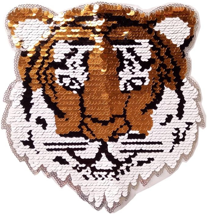 ESH7 Tiger Reversible Sequins Sew On Patches for Clothes Kids Boy Girl T Shirt Coat Embroidered R... | Amazon (US)