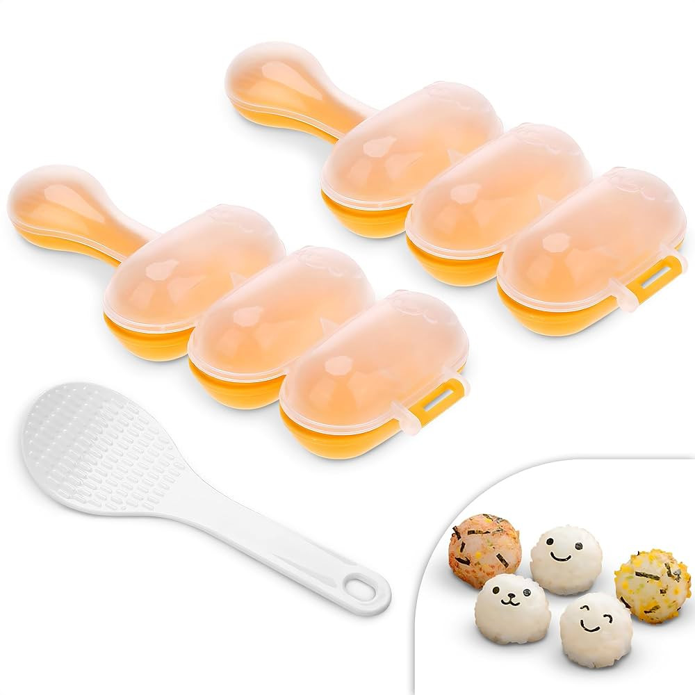 2Pcs Rice Ball Mold and Rice Paddle - Rice Ball Shaker Lunch Food Shaped Decor Sushi Press Mold R... | Amazon (US)