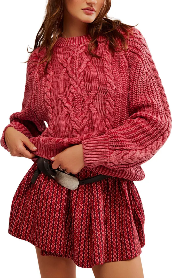 Free People Frankie Cable Cotton Sweater | Nordstrom | Nordstrom