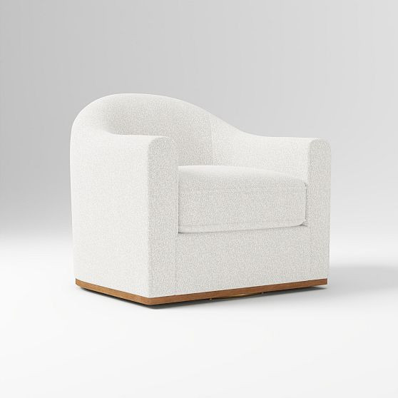 Bennett Swivel Club Chair, Chunky Boucle White, Cool Walnut | West Elm (US)