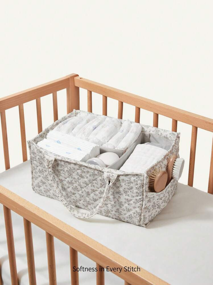 Cozy Pixies 1pc Portable Multifunctional Mummy Bag, Can Be Used As Baby Room Organizer, Diaper & Tissue Holder, Floral Storage Basket Love Valentine | SHEIN
