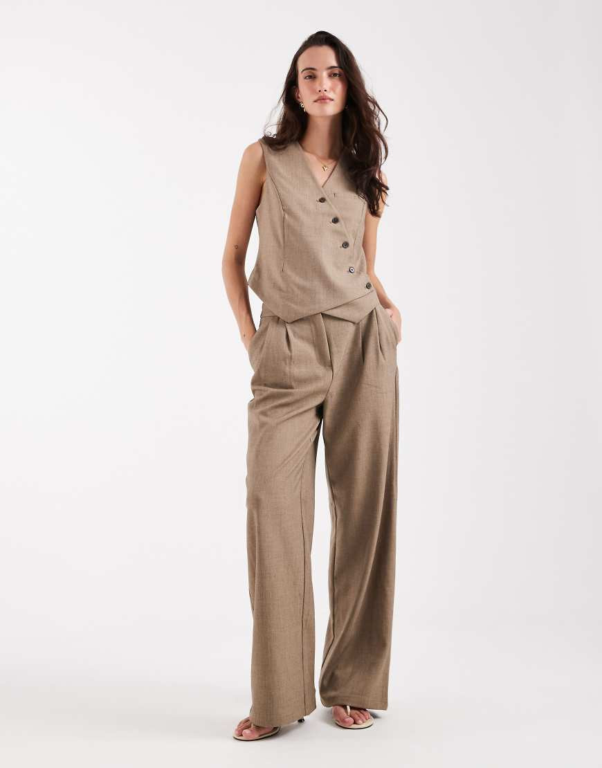 Pieces wide leg tailored pants in light brown - part of a set-Neutral | ASOS (Global)