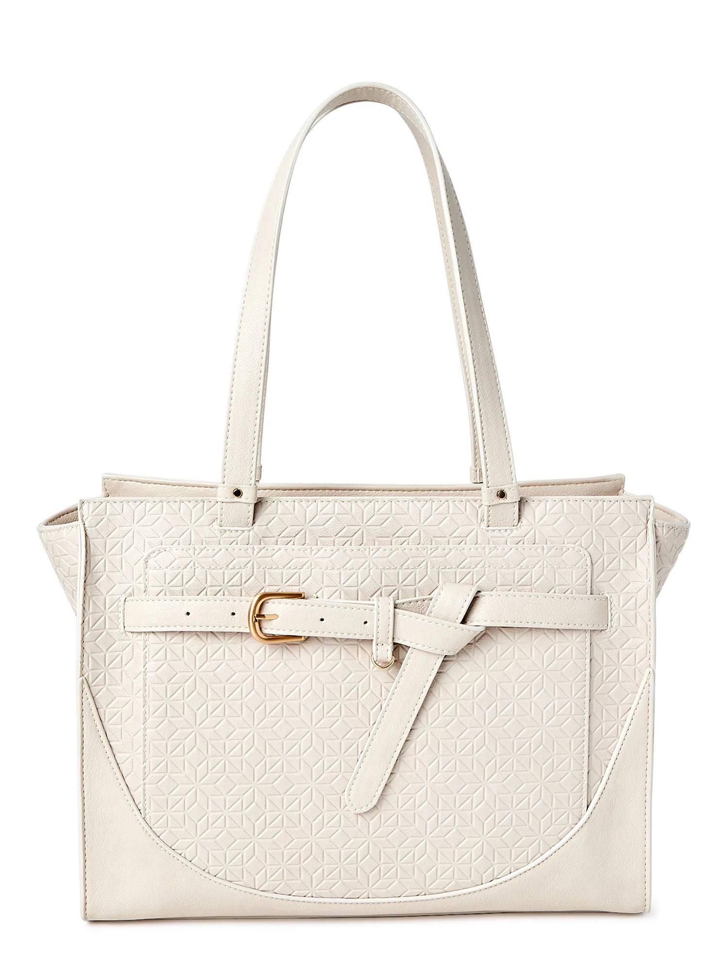 Time and Tru Women's Kara Contemporary Satchel Tote Handbag, Papyrus Beige - Walmart.com | Walmart (US)