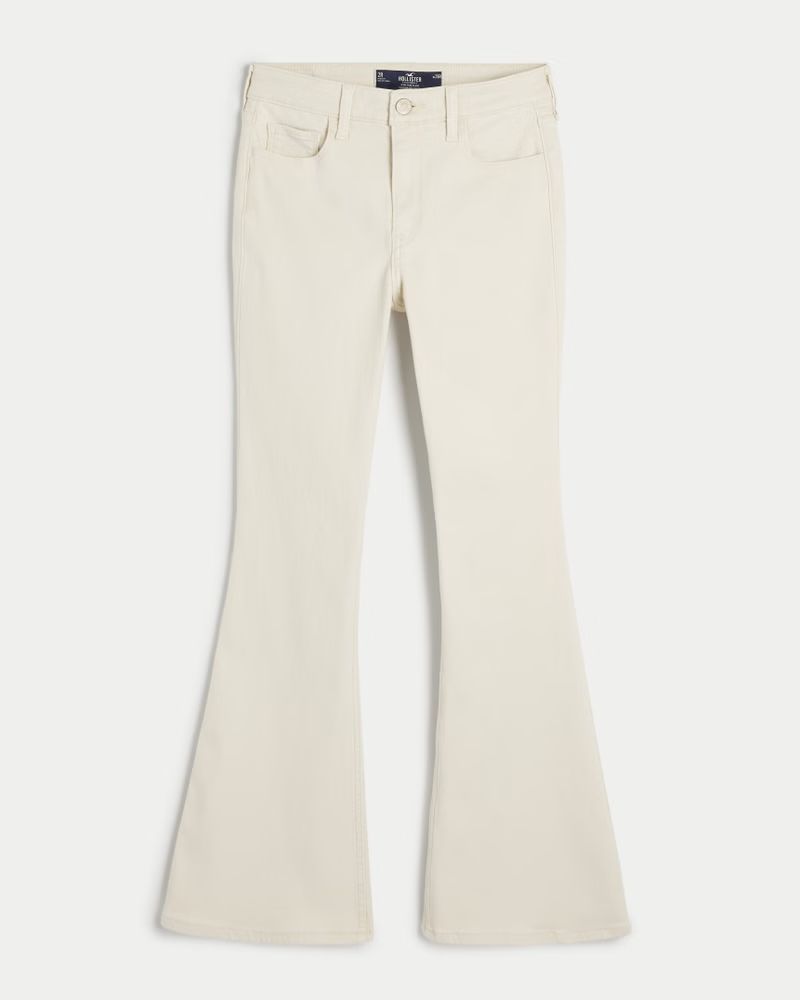 High-Rise Cream Flare Jeans | Hollister (US)
