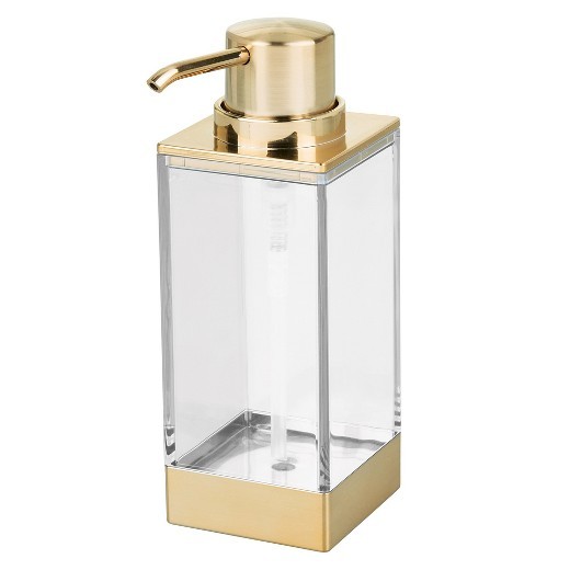 Square Soap Pump Dispenser - Clear/Soft Brass - InterDesign | Target