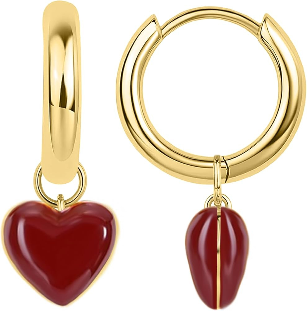 Small Gold Hoop Earrings for Women Heart Flower Cross Starfish Huggie Hoops | Amazon (US)