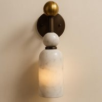 Handmade Alabaster Wall Sconce, Mid-Century Modern Brass Lamp, Bedside Luxury Light Sconce | Etsy (US)