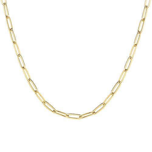 PAVOI 14K Gold Plated Curb Paperclip Box Sphere Bead Snake Herringbone and Figaro Chain Adjustabl... | Amazon (US)