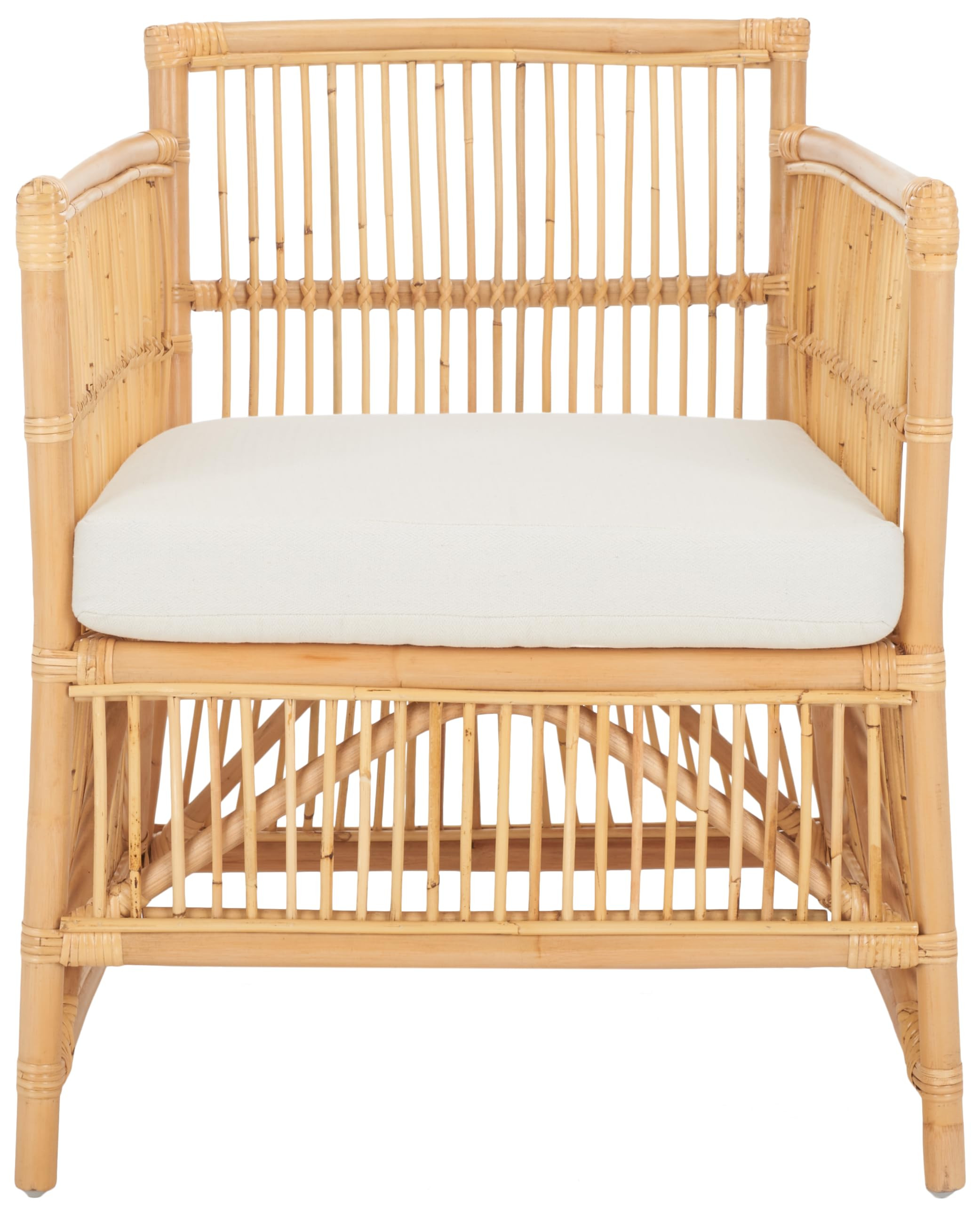 SAFAVIEH Home Collection Alvis Tropical Coastal Natural Rattan Accent Chair with Cushion (Fully A... | Amazon (US)