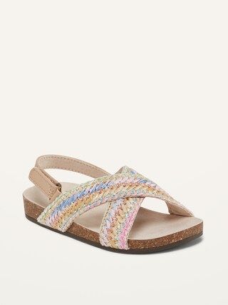 Unisex Mixed-Material Cross-Strap Sandals for Toddler | Old Navy (US)