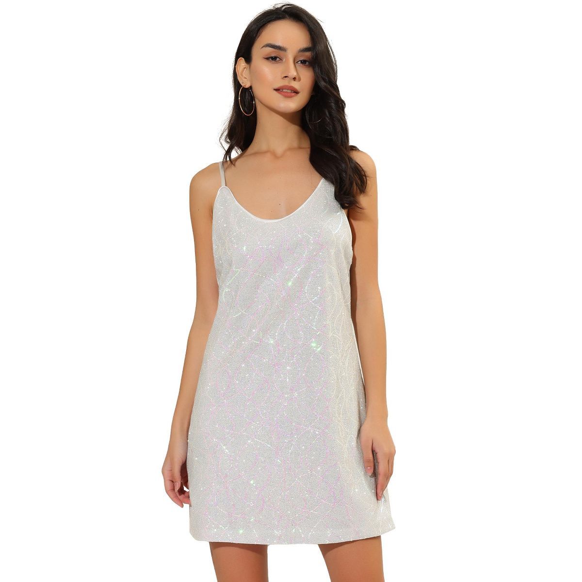 Allegra K Women's Glitter Sparkle Adjustable Prom Strap Mini Sequin Dress | Target