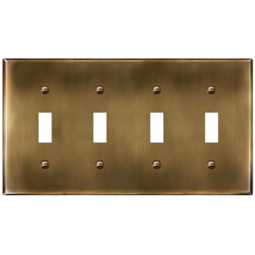 ENERLITES Quad Toggle Light Switch Metal Cover Plate, Stainless Steel Wall Plate, Corrosion Resis... | Amazon (US)