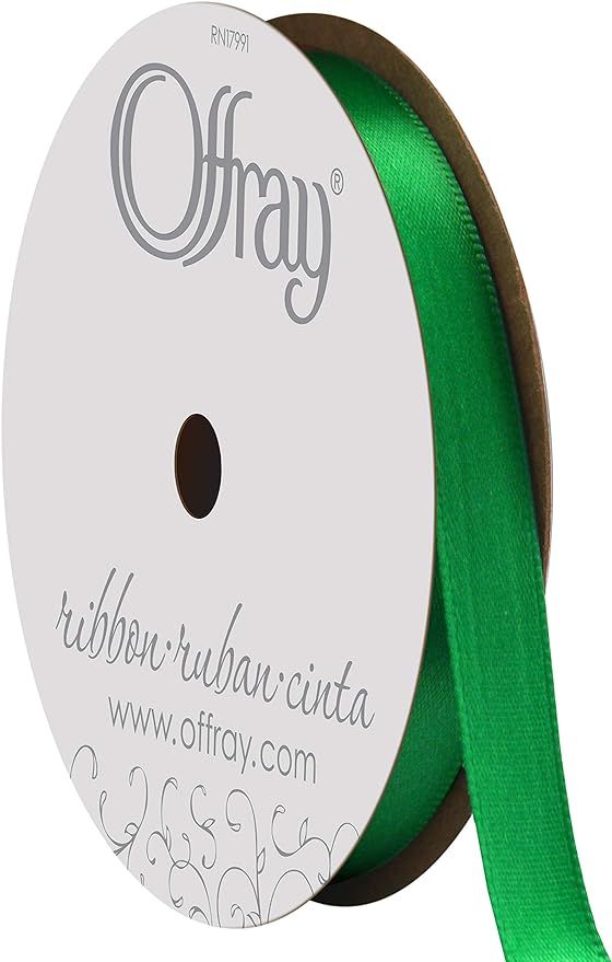 Berwick Offray 068830 3/8" Wide Single Face Satin Ribbon, Emerald Green, 6 Yds | Amazon (US)