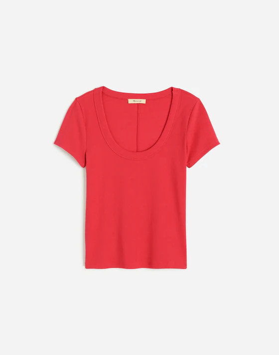 (Re)generative Cotton Ribbed Scoopneck Tee | Madewell | Madewell