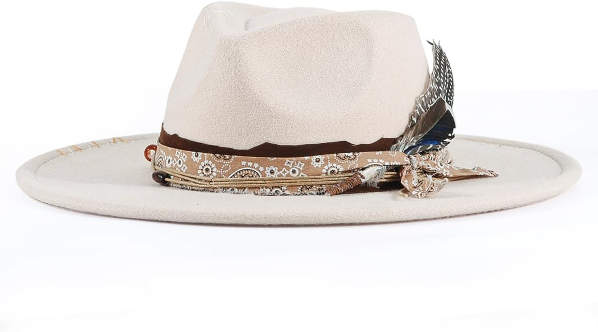 Big Brim Fedora Mens Women Boho Hat Handmade Dress Up Hats | Amazon (US)