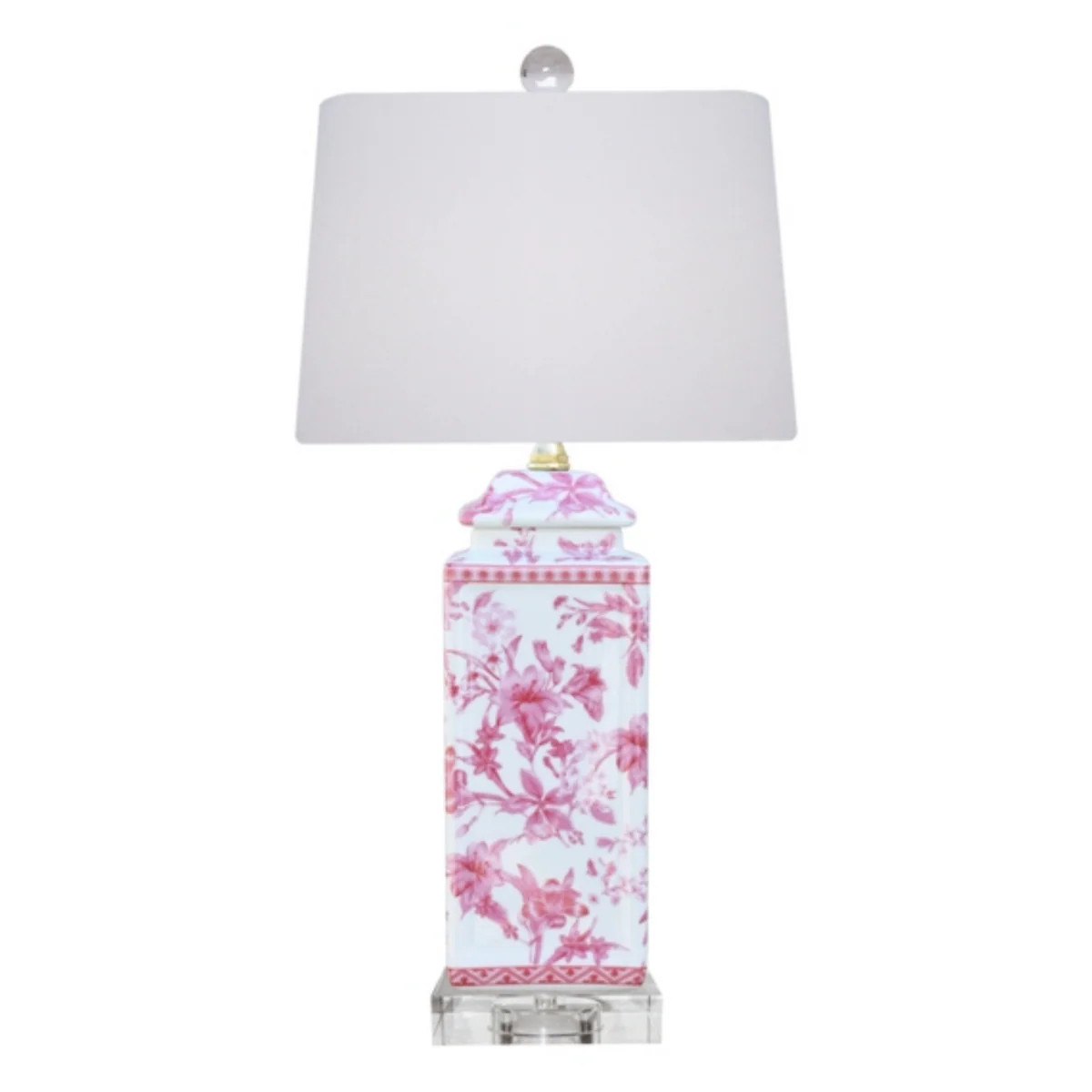 Pink and White Floral Table Lamp | Mintwood Home