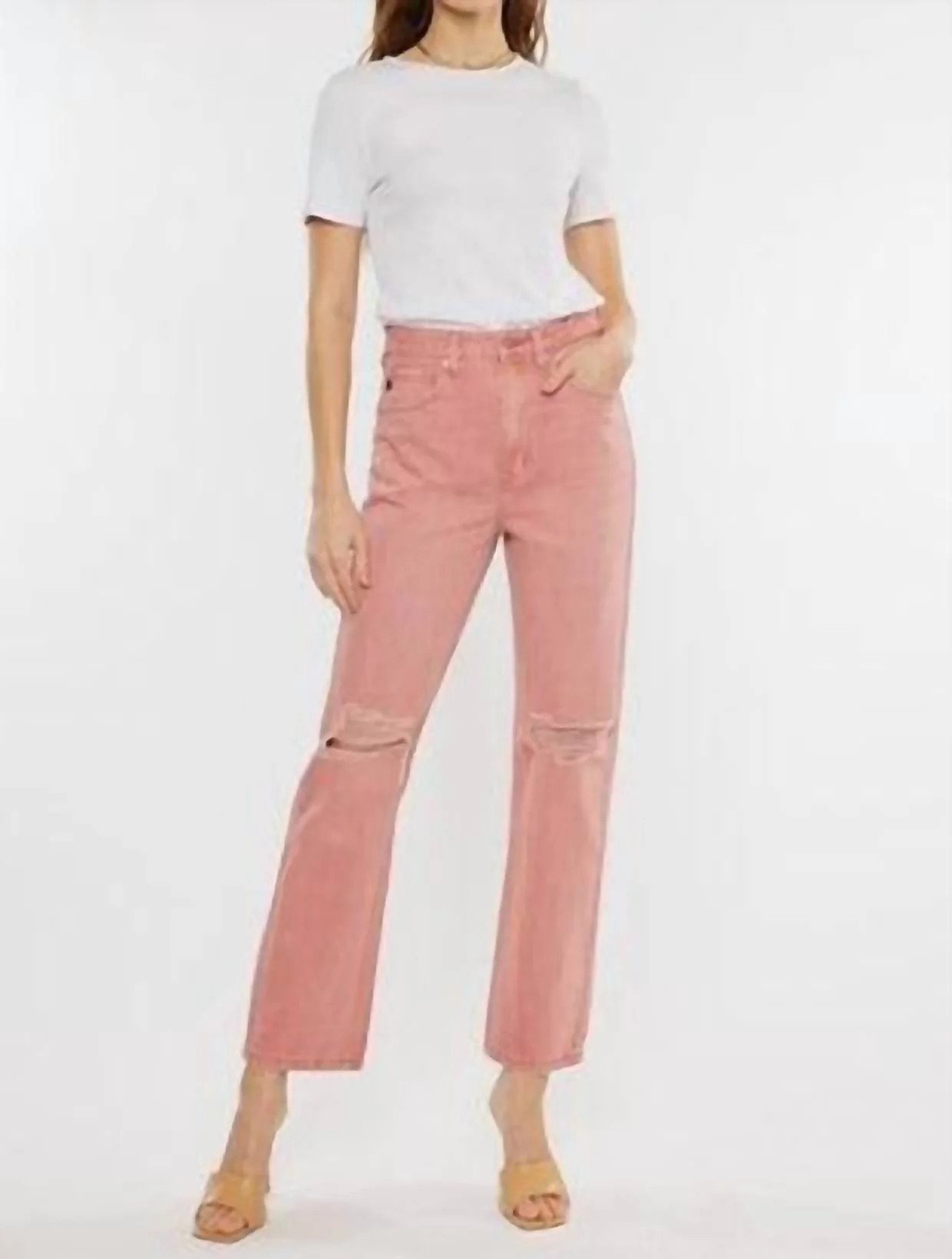 Ultra High Rise 90S Straight Jeans In Coral | Shop Simon
