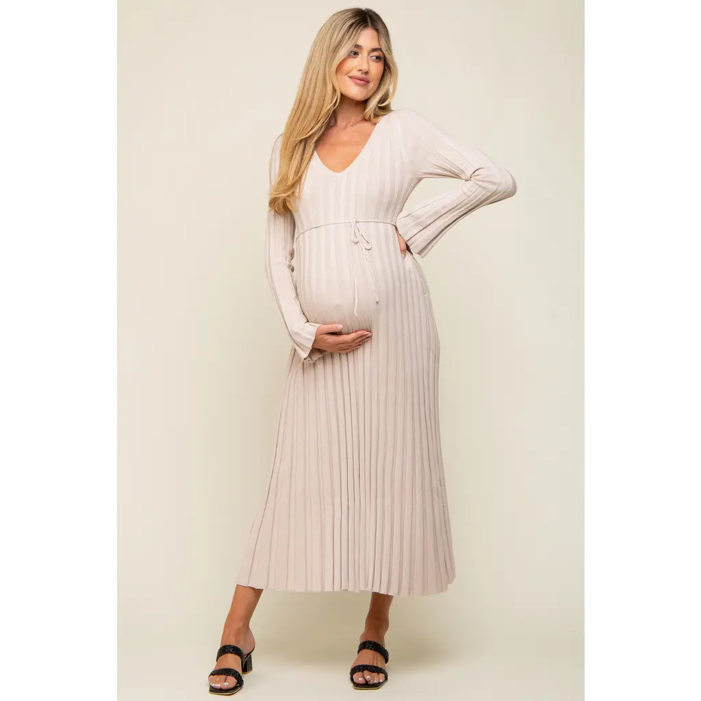 PinkBlush Ribbed Knit Maxi Dress in Taupe at Nordstrom, Size Medium | Nordstrom