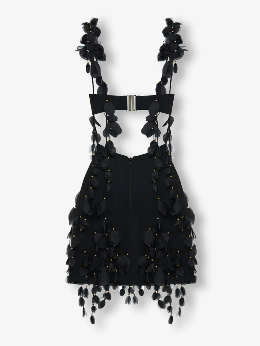 Black petal mini dress | Heiress Beverly Hills