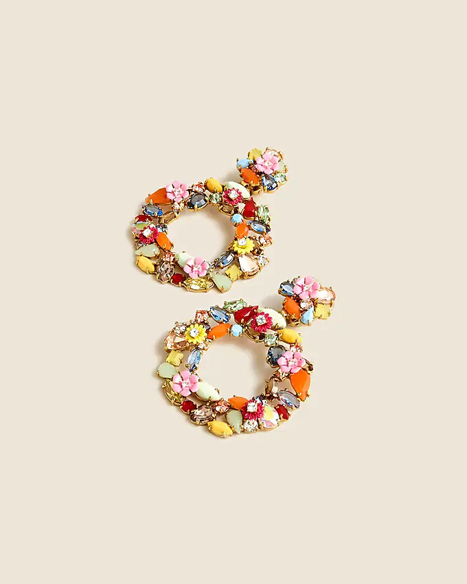 Colorful floral hoop earrings | J. Crew US