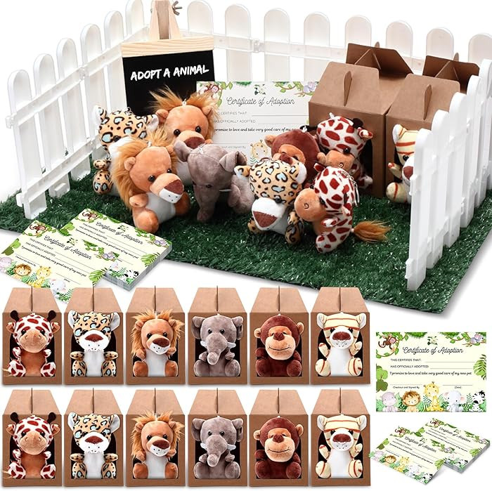 84 Pcs Adopt a Pet Party Supplies 24 Mini Animals 10 White Plastic Fence 24 Paper Gift Boxes 24 A... | Amazon (US)