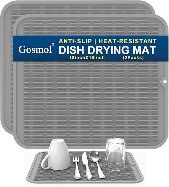 Extra Large Silicone Trivet Heat Resistant Mat 18'' x 16'' set of 2 Dish Drying Mats kitchen Coun... | Amazon (US)