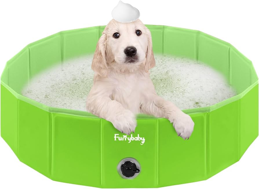 Furrybaby Dog Pool, Kiddie Pool with Hard Plate Collapsible Pet Bath Foldable Swimming Pet Pool P... | Amazon (US)