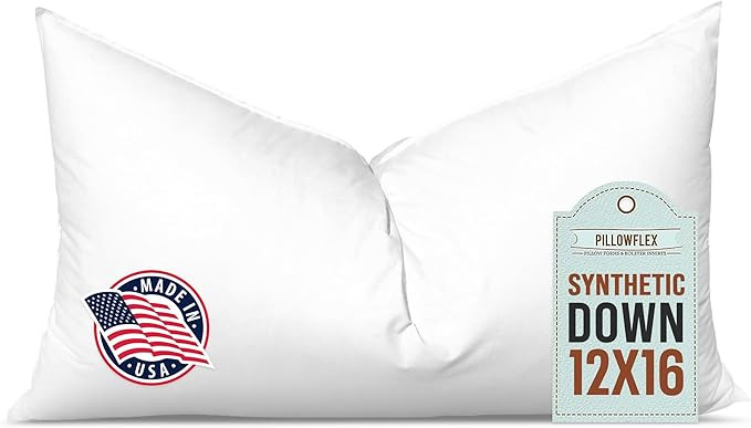Pillowflex Synthetic Down Pillow Insert - 12x16 Down Alternative Pillow, Ultra Soft, Small Rectan... | Amazon (US)