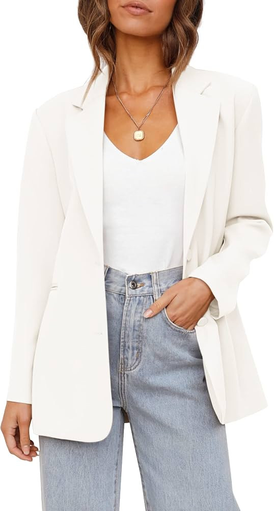 Women's Casual Blazers Long Sleeve Oversized Open Front Business Lapel Button Work Office Jackets | Amazon (US)