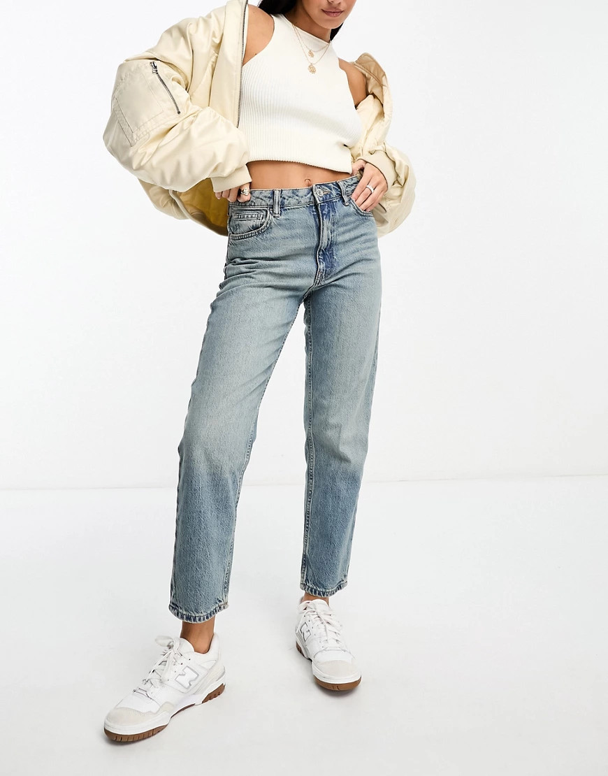 Mango mom jean in light wash-Blue | ASOS (Global)