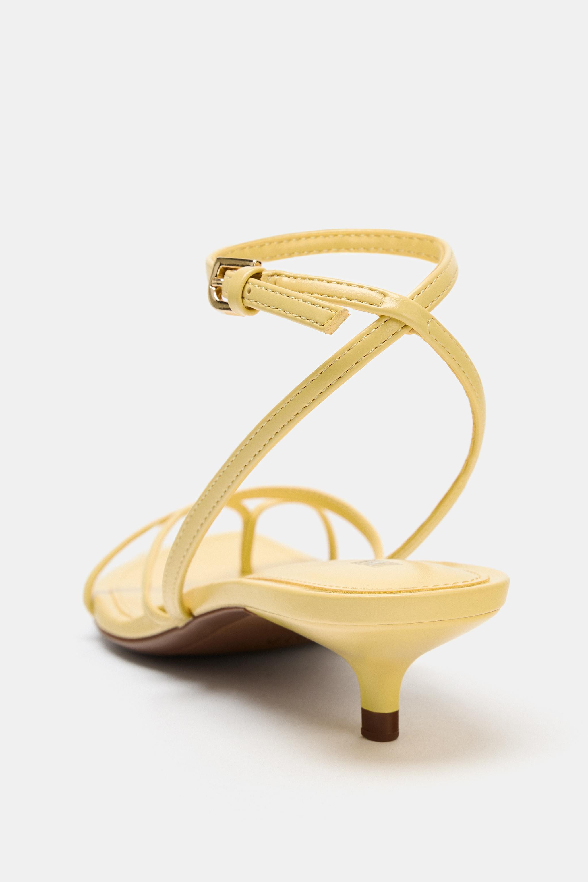 STRAPPY KITTEN HEEL SANDALS | Zara US