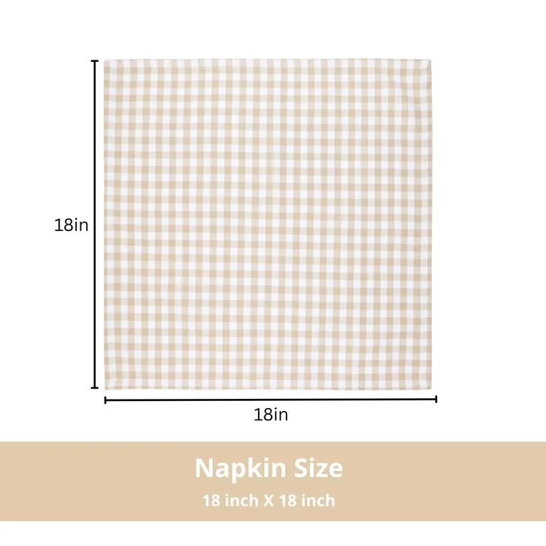 PurpleEssences Mini Gingham Cloth Napkins set of 10, 18x18, Dinner Table Decorative Napkins - Bei... | Walmart (US)