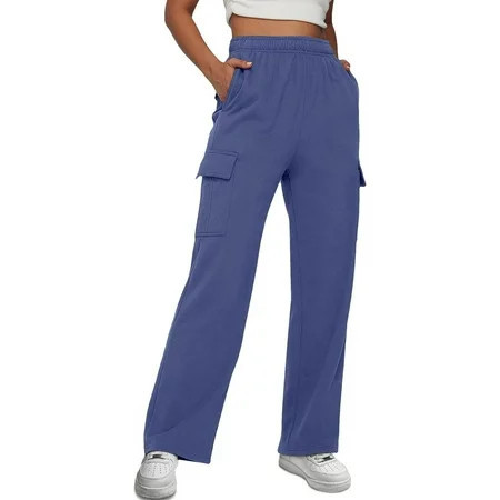 Womens Cargo Sweatpants Casual Baggy Fleece High Waisted Joggers Pants | Walmart (US)