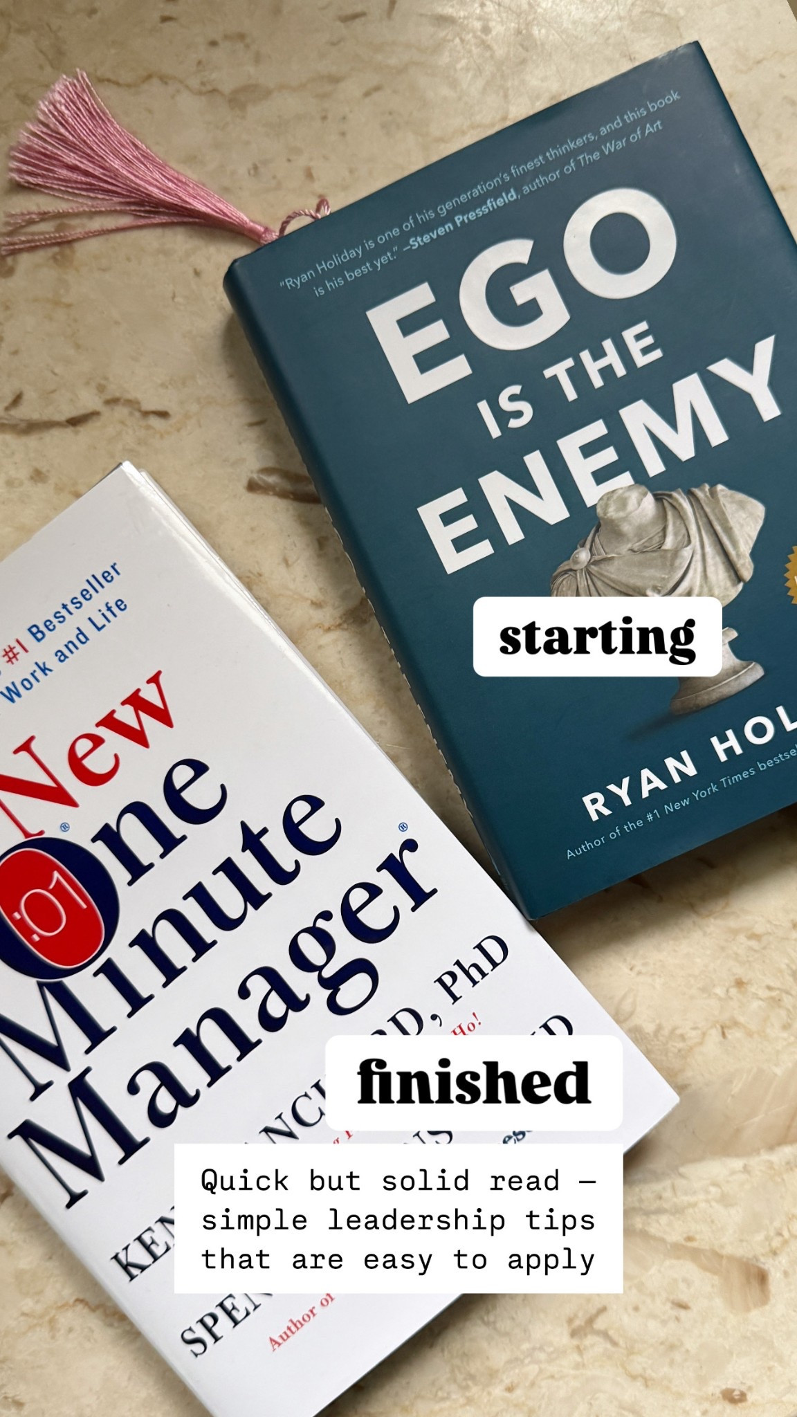 Currently Reading — Finished The New One Minute Manager: a quick, practical read with simple leadership takeaways you can actually use. Now diving into Ego Is The Enemy. 

#LTKBooks #LTKHome 