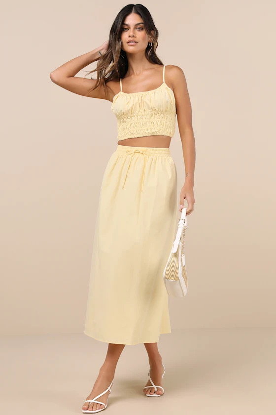 Delightful Yellow Two-Piece Midi Dress | Lulus