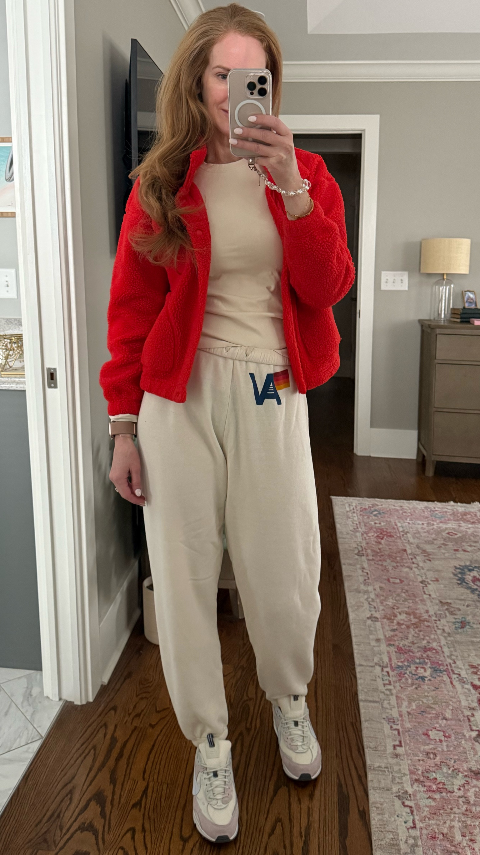 Really leaning into casual Friday today! The benefits of working from home or that I get to wear my cozy aviator nation, sweatpants, and Sherpa jacket! 🤗

#LTKOver40 #LTKActive #LTKSeasonal