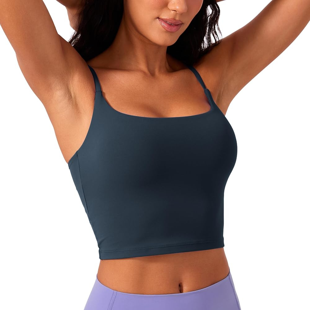 CRZ YOGA Butterlift Adjustable U Back Crop Tank Tops for Women - Padded Camisole Scoop Neck Worko... | Amazon (US)