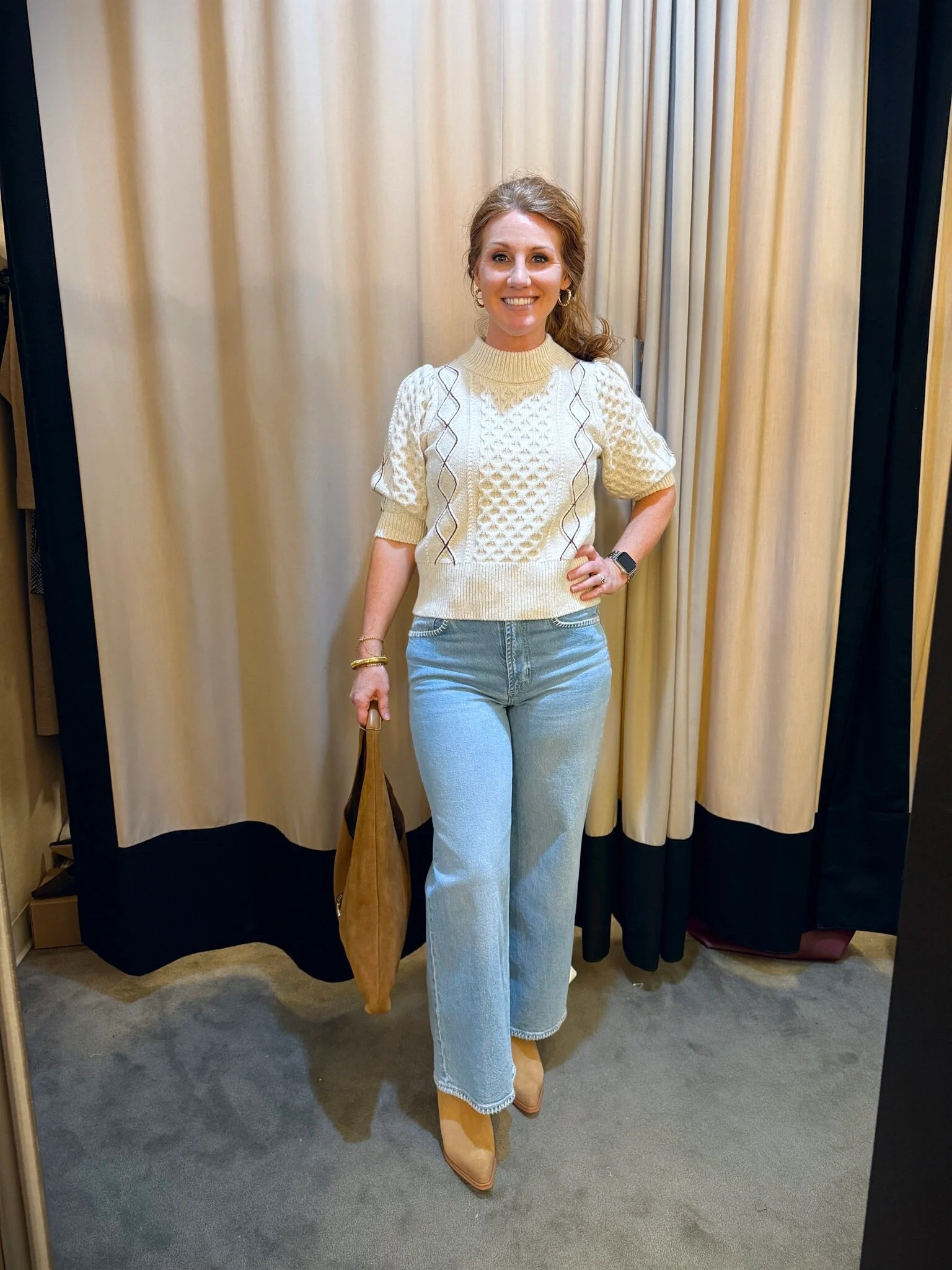 Nordstrom sale is now open to the public! Stephanie chose this short sleeve cable knit top (size XS) and paired it with some fun raw hem jeans (size 26). She added a suede hobo bag and it is going to go with everything this Fall! 

#LTKPetite #LTKStyleTip #LTKSaleAlert