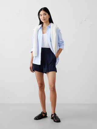 Linen-Blend High-Rise Pull-On Short | Banana Republic Factory