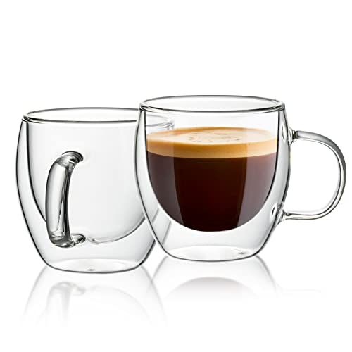 Sweese Glass Espresso Cups, 2 Pcs 5oz Double Walled Insulated Glasses Coffee Mugs Demitasse Cups ... | Amazon (US)