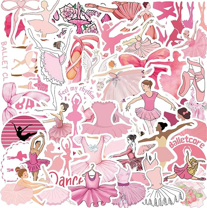 50Pcs Pink Ballet Stickers for Girls, Ballerina Gifts for Girls - Ballerina Party Favors, Birthda... | Amazon (US)