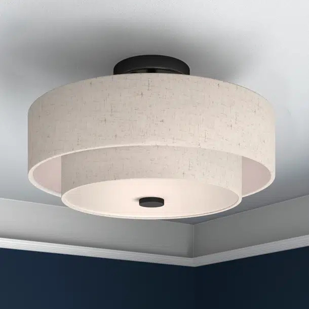 Nichoel Fabric Shade Semi Flush Mount | Wayfair North America