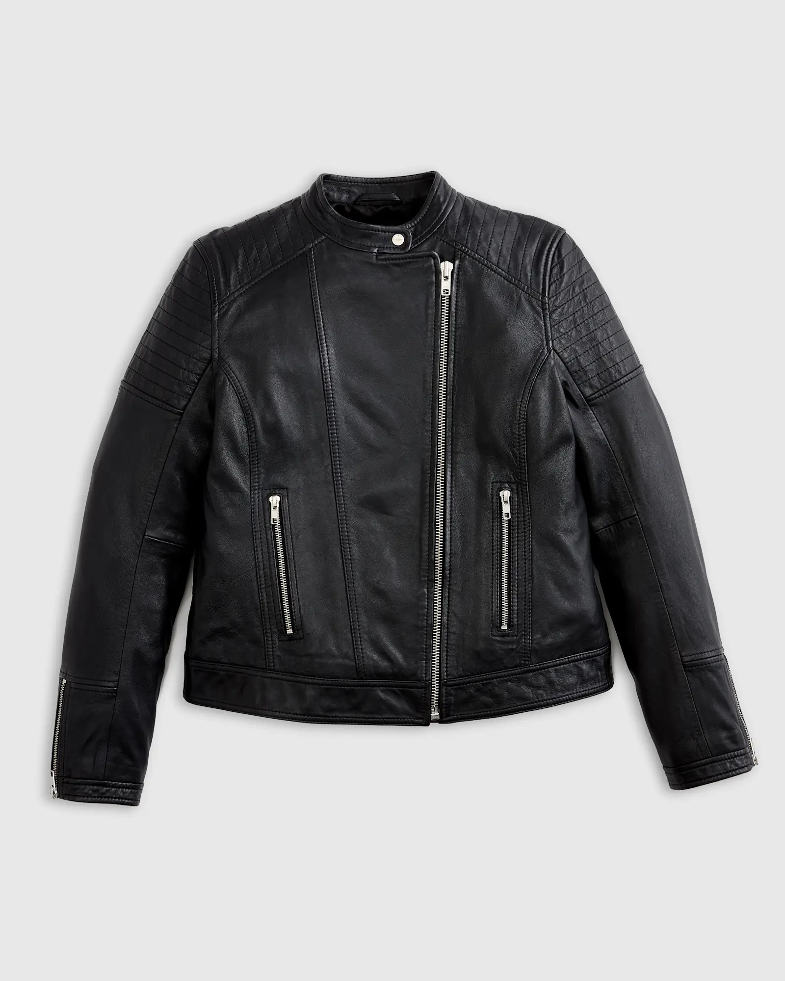 100% Leather Café Racer Jacket | Quince