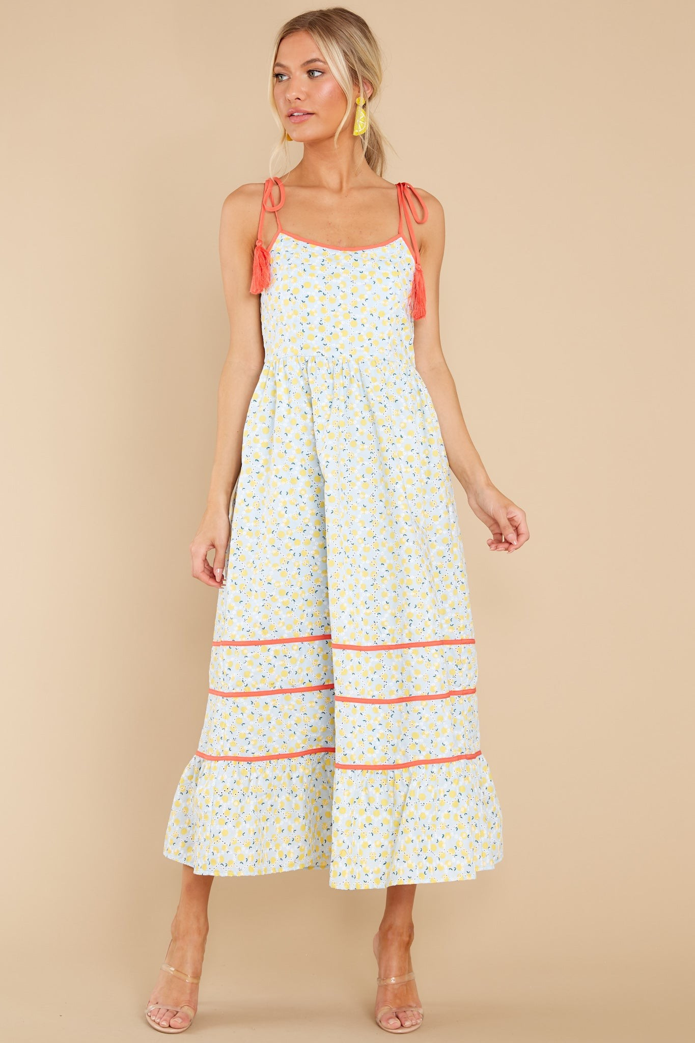 Growing With Grace Blue Multi Print Midi Dress | Red Dress 