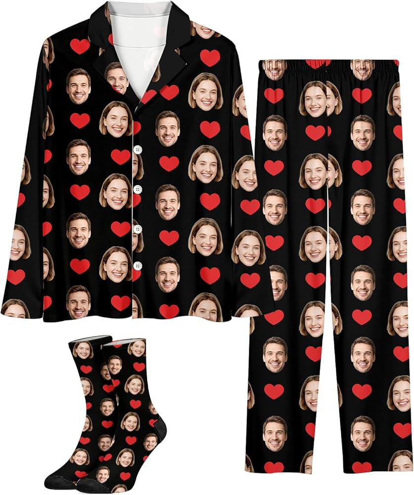 Personalized Pajamas with Faces for Men Women – Custom Photo Pjs, Christmas Valentines Day Gift... | Amazon (US)